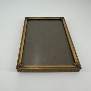 Vintage Gold Brass 5x7 Picture Frame w/ Red Velvet Back Easel Ornate Corners
